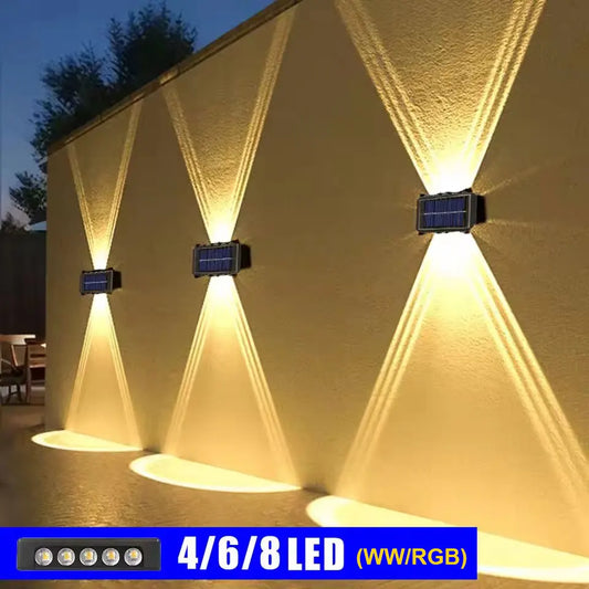 Solar Wall Lamp 4/6/8 Led Outdoor Solar Led Light Waterproof Up And Down Luminous Lighting Balcony Yard Garden Decoration Lights
