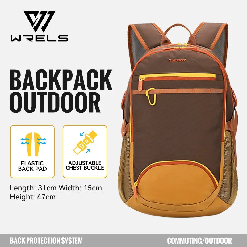 WRELS Backpack Camping Bag Large Capacity Backpack Lightweight Waterproof Mountaineering Bag Breathable Casual Travel Backpack