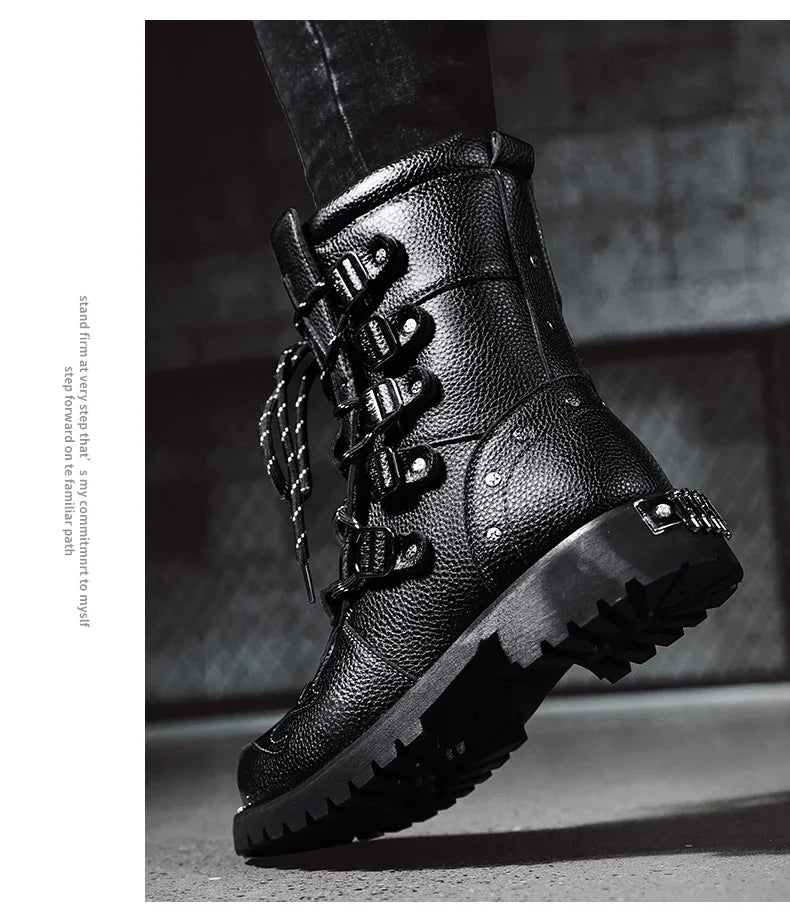 Motorcycle boots four season new men's outdoor fashion plus size high top Cycling shoes comfort anti-collision protective boots