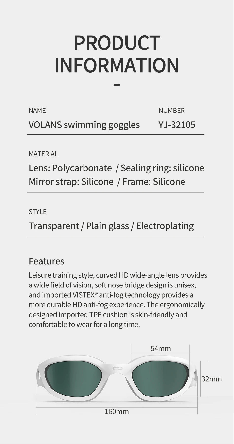 Copozz Swimming Goggles Waterproof VISTEX Anti Fog Mirrored Adjustable Silicone Swim Glasses Professional Swim Equipment Eyewear