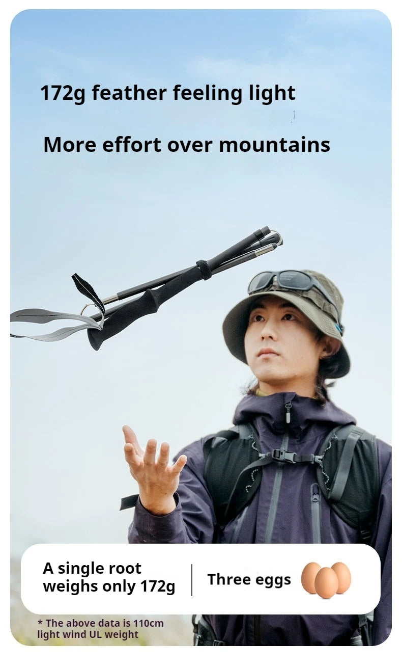 Naturehike Outdoor Alpenstock Carbon 4-sections Foldable Aluminum Alloy Ultralight Trekking Pole Adjustable Hiking Walking Stick