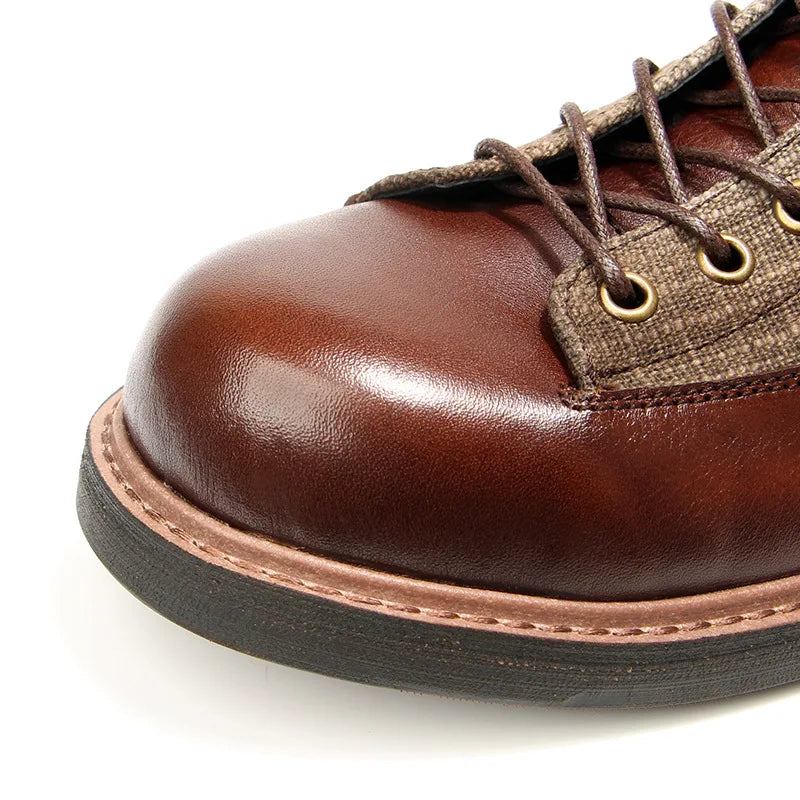 A075 Short Men Boots Fashion Male Footwear 2024 Round Toe Men's Mix Colors  Trend Casual Winter Leather Men's Shoes Retro Boots