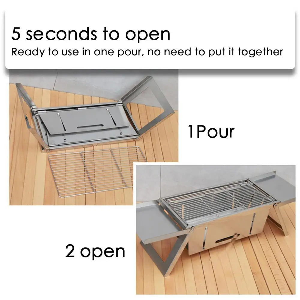 Portable Outdoor Camping Folding stove stainless steel Barbecue brazier charcoal barbecue smokeless folding barbecue stove