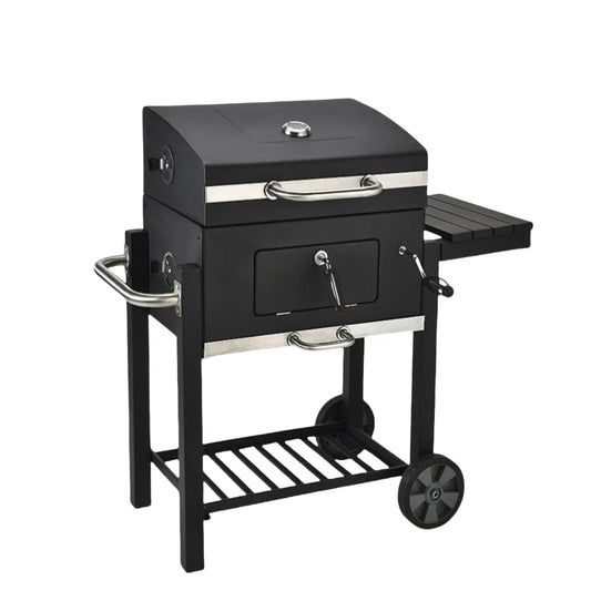 New Oil Drum Barrel Outdoor Charcoal Barbeque BBQ Grills Backyard Party Barbecue Smoker with Rotisserie Roast Chicken Rack