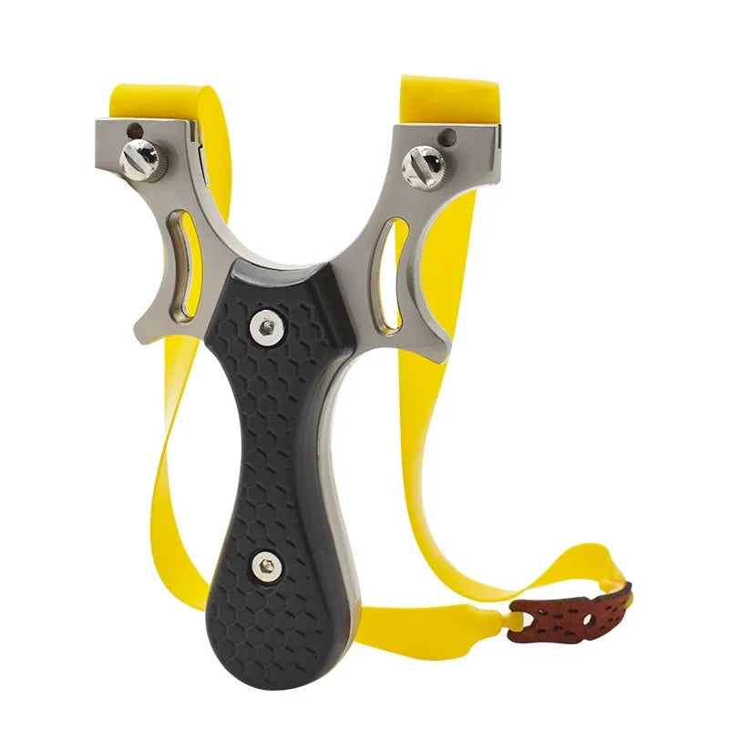 Zinc Alloy Black Embossed Anti-slip Slingshot Professional Sling Shooting High-precision Slingshot Scale Aiming With Rubber Band