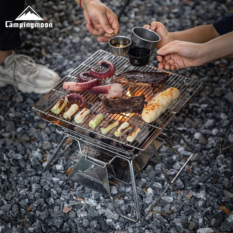Camping Picnic BBQ Grill Campingmoon MT-2 Portable Folding Charcoal Stove 2-3 Person