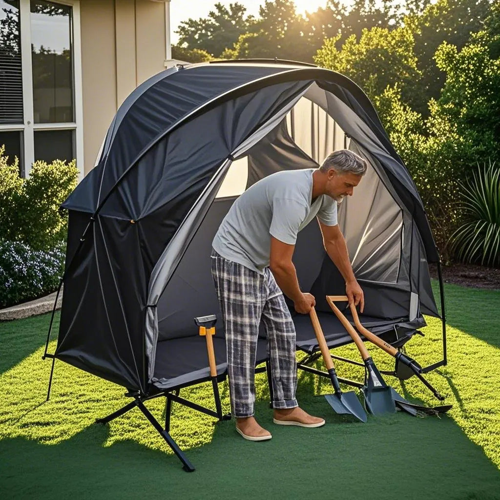 All-Season Camping Cot Tent 1-Person - Sturdy Cross-Braced Structure, for Fishing or Outdoor Activities,, Compact & Portable