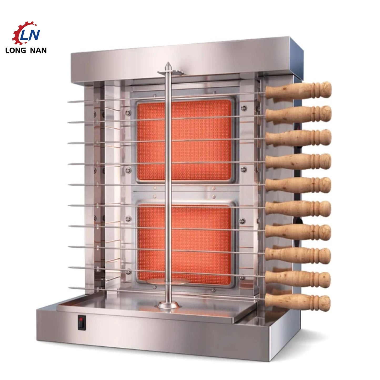 Gas Shawarma Machine 2 Burner Chicken Doner Kebab BBQ Grill Skewers Maker for Commercial