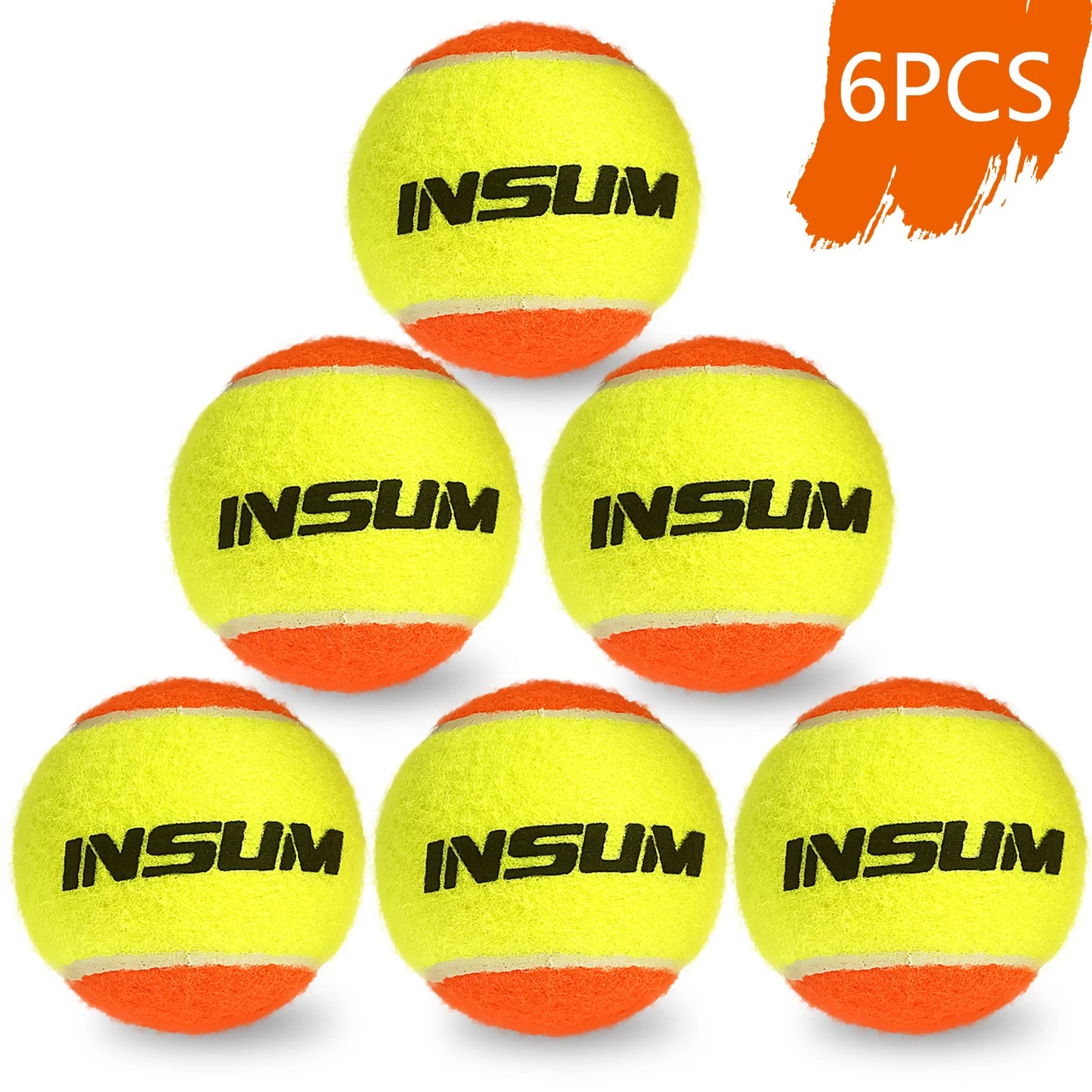 3/6/12 PCS INSUM Beach Tennis Balls 50% Standard Pressure Premium Quality Tennis Coach Balls for Beach and Outdoor Training Ball