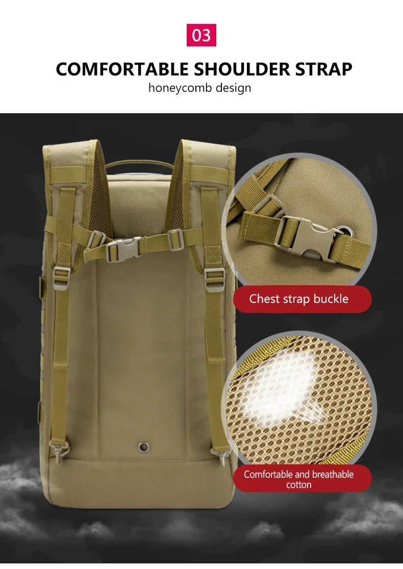 65L Tactical Hunting Backpack Outdoor Shoulder Bag Waterproof Nylon Backpack Trekking Climbing Large Capacity Travel Backpack