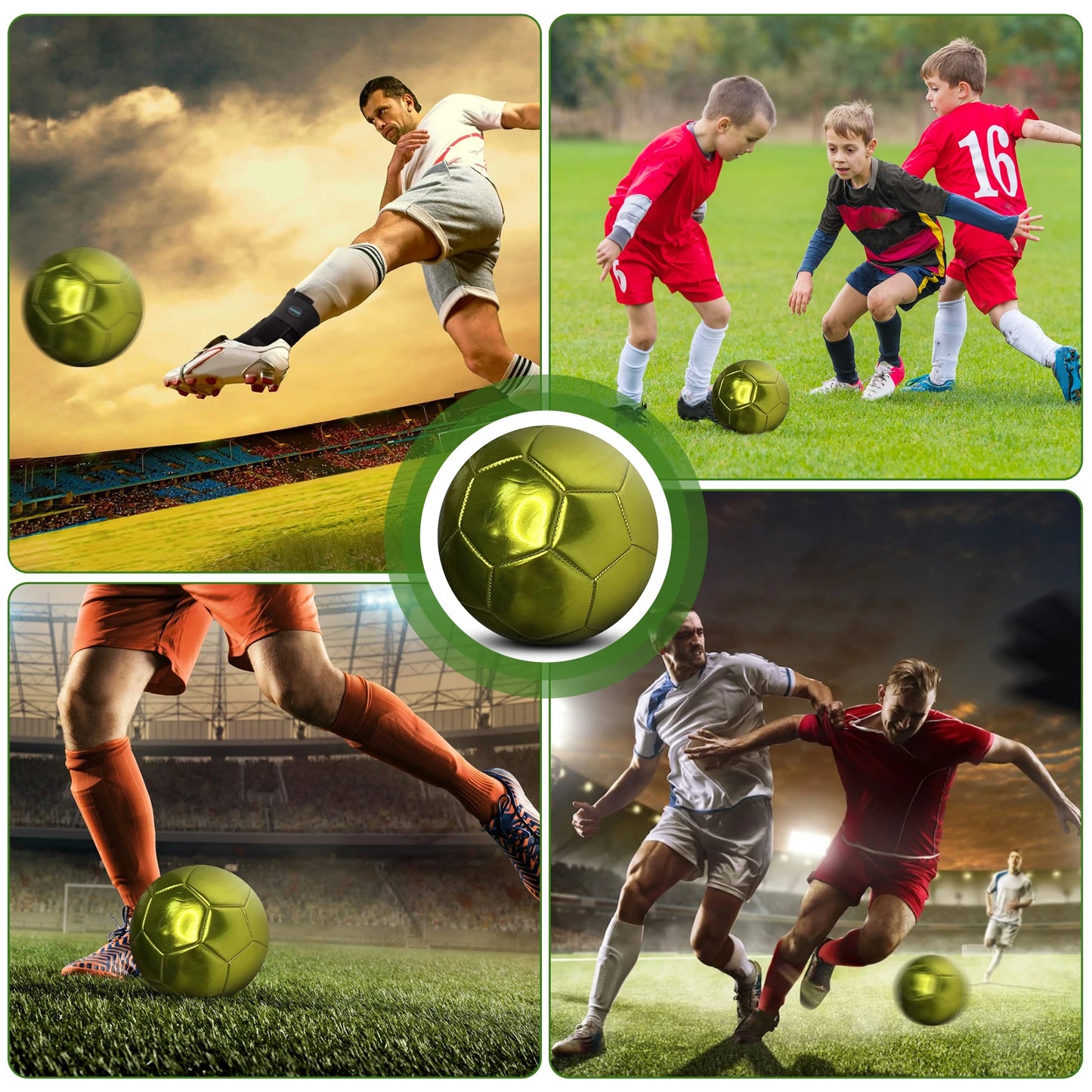 Golden silver Football Soccer Balls Official Size 5 PVC Football Team Training Footy Ball Outdoor Match Game Football Training