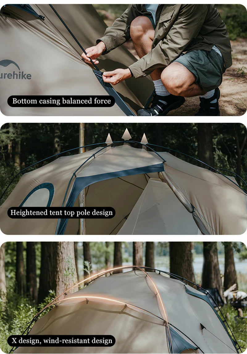 Naturehike Camping Tent Ultralight Silicon Coated Outdoor 4 Season Tents Waterproof 15D Nylon Double Layer 2 Person Hiking Tent
