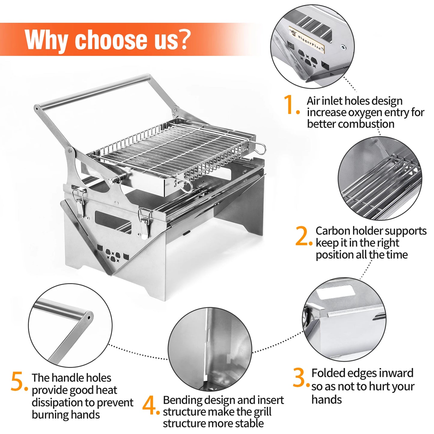 BiggerFire New Portable Outdoor Camping Easy  Flip BBQ Grill Folding Charcoal BBQ Grills