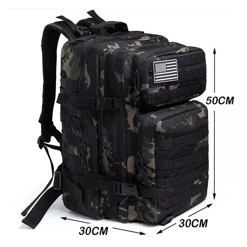50L 1000D Nylon Waterproof Tactical Military Backpack 3 Day Assault Pack Molle Bag Outdoor Hiking Climbing Camping Army Rucksack