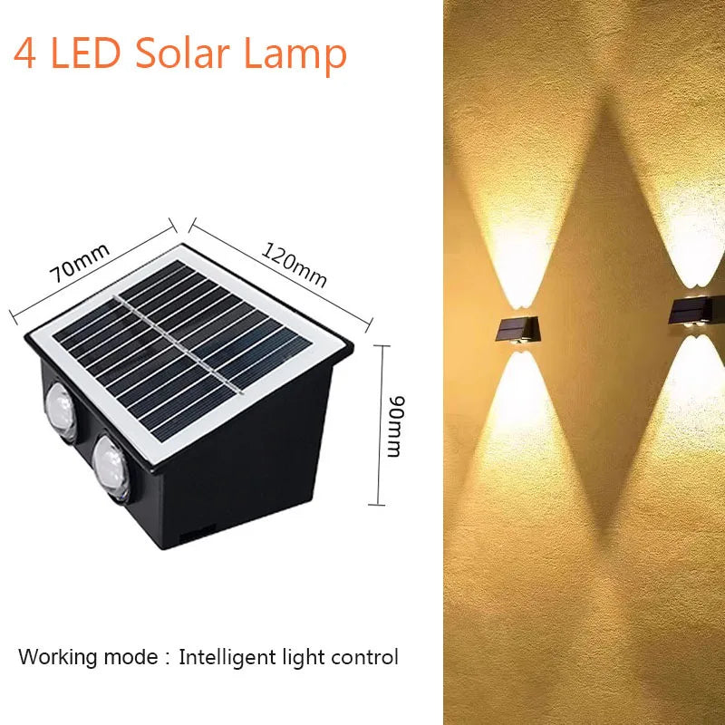 Outdoor Floodlight 4/6/8LED Solar Wall Lamp Upper And Lower Lighting Solar Powered Waterproof Streetlight for Balcony Courtyard