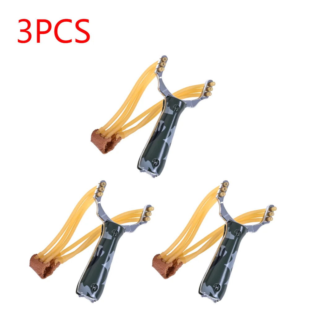 5-1PCS Camouflage Metal Powerful Slingshot Professional Rubber Elastic Band Catapult  Tape Outdoor Shooting Hunting Accessories