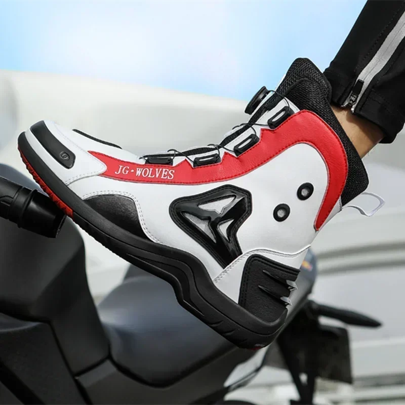 Non-slip  Motorcycle Protective Rubber Soles Boots Casual Motorcycle Boots Men's Leather Boots Motorcycle Riding Shoes