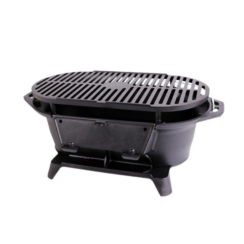 Outdoor Portable Cast Iron Charcoal Grill, Barbecue Stove