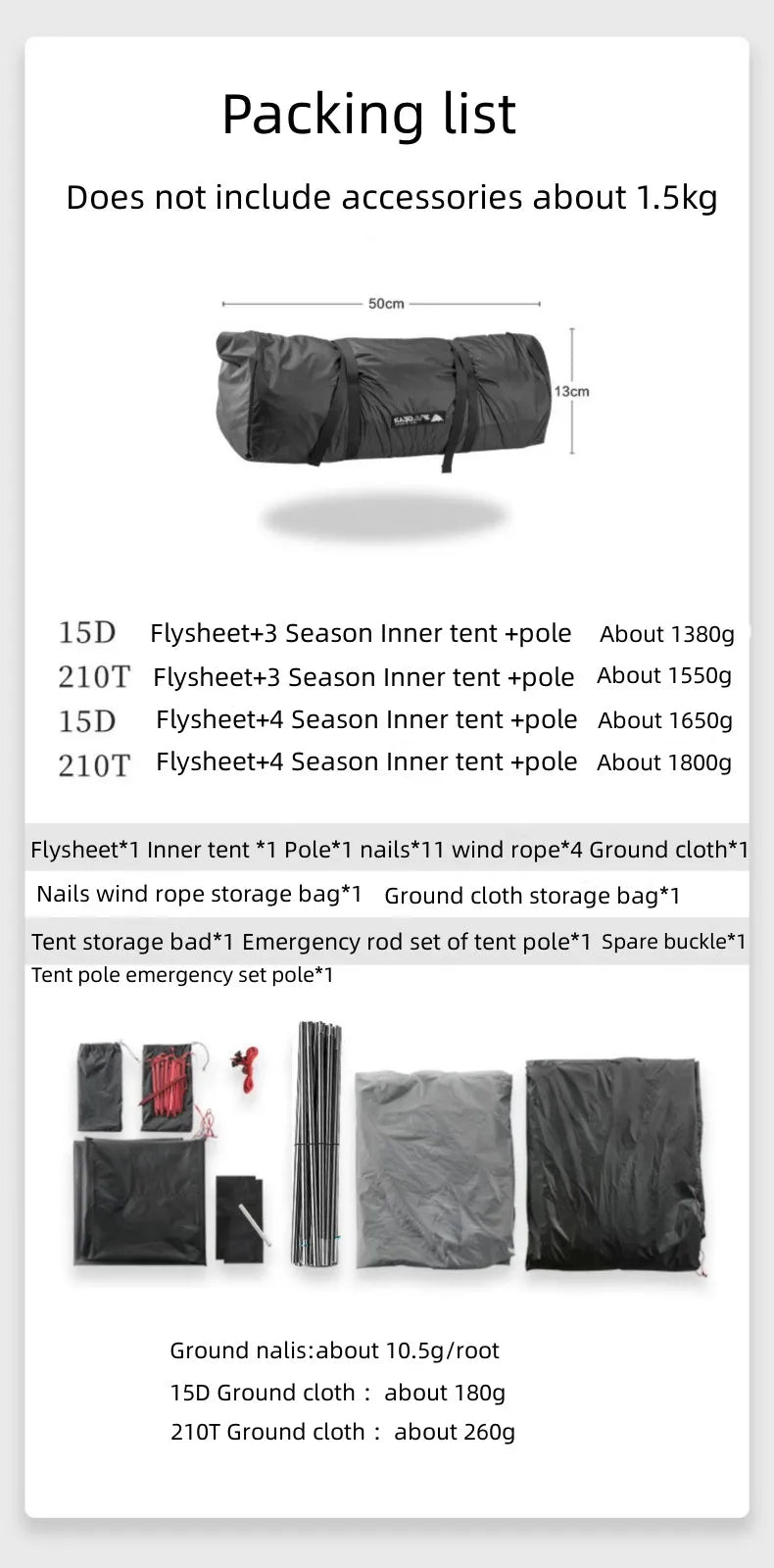 3F UL Gear Zhengtu 2P Tent Two 2 Person 15D Silnylon Coating Nylon Double Layer Ultralight Camping Lightweight Hike For 4 Season