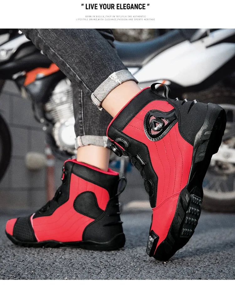 Large Size Motorcycle Boots Outdoor Riding Racing Shoes Anti-fall Wear-resistant Motorcycle Shoes Motorcycle Travel Equipment