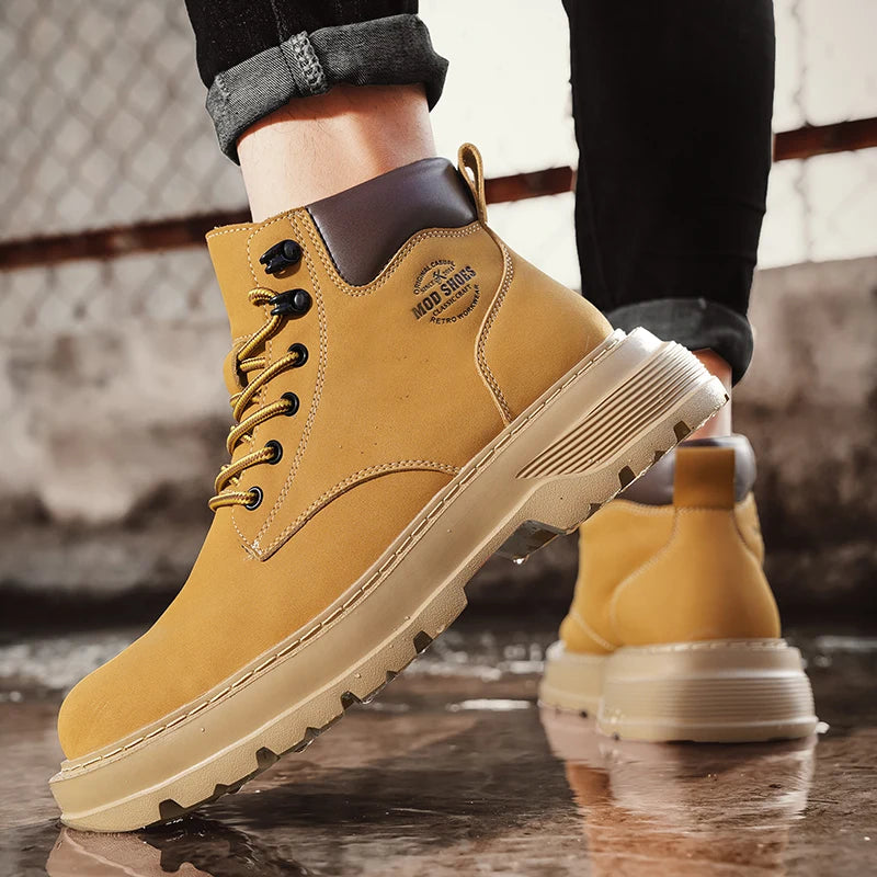 New Arrival Mens Ankle Boots Fashion Comfortable Motorcycle Boots Leisure Walk Male Basic Boots Outdoor High Top Shoes Sneakers