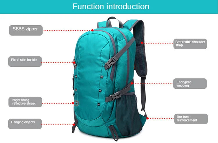40L Outdoor Foldable Backpack Ultralight Waterproof Soft Camping Shoulder Pack Climbing Travel Mountaineering Hiking Cycling Bag