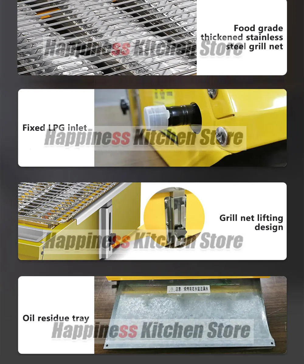 2/3/4 Burners BBQ Grill LPG Gas Grill Gas Stoves Stainless Steel Burners With Glass Covers Outdoors Camping Barbecue