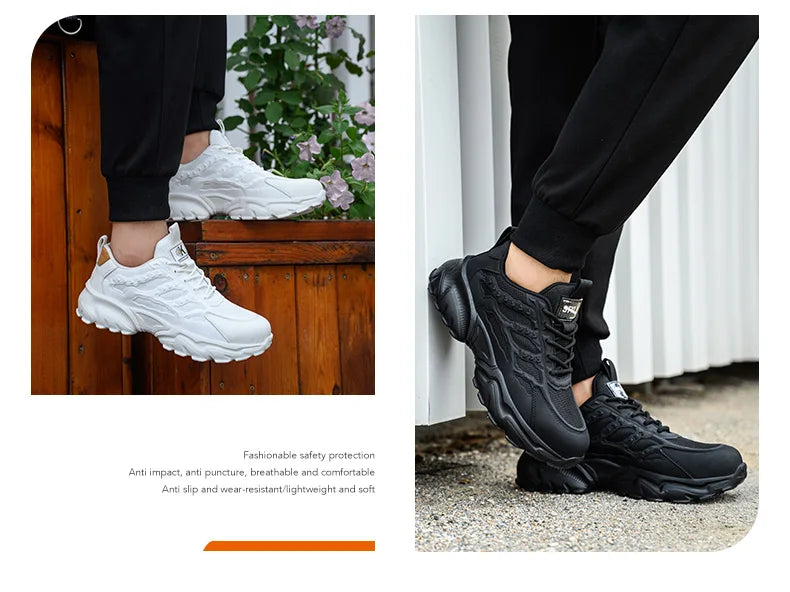 White Safety Shoes Men Steel Toe Boots Work Sneakers Anti-smash Anti-puncture Indestructible Shoes Sport Men Protective Shoes