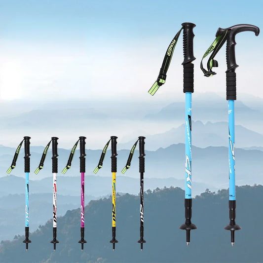 1PCS Ultralight Folding Multifunction Trekking Pole Portable Anti Shock Alpenstock Snow Walking Stick Outdoor Climbing Hiking