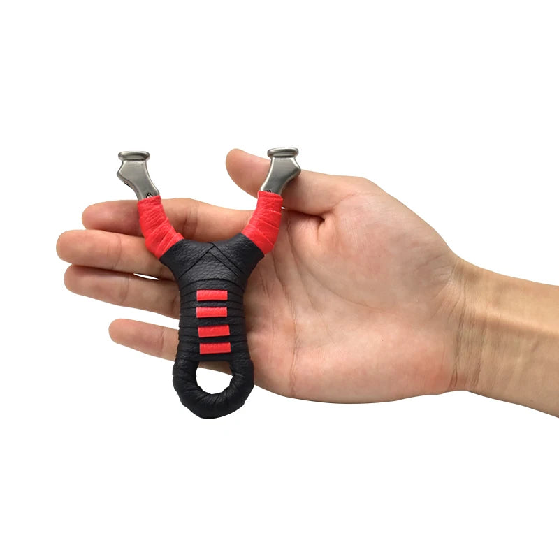 New Style Stainless Steel Powerful Slingshot with Tube Rubber Band Mud Balls Slingshot Catapult Bag for Hunting Outdoor