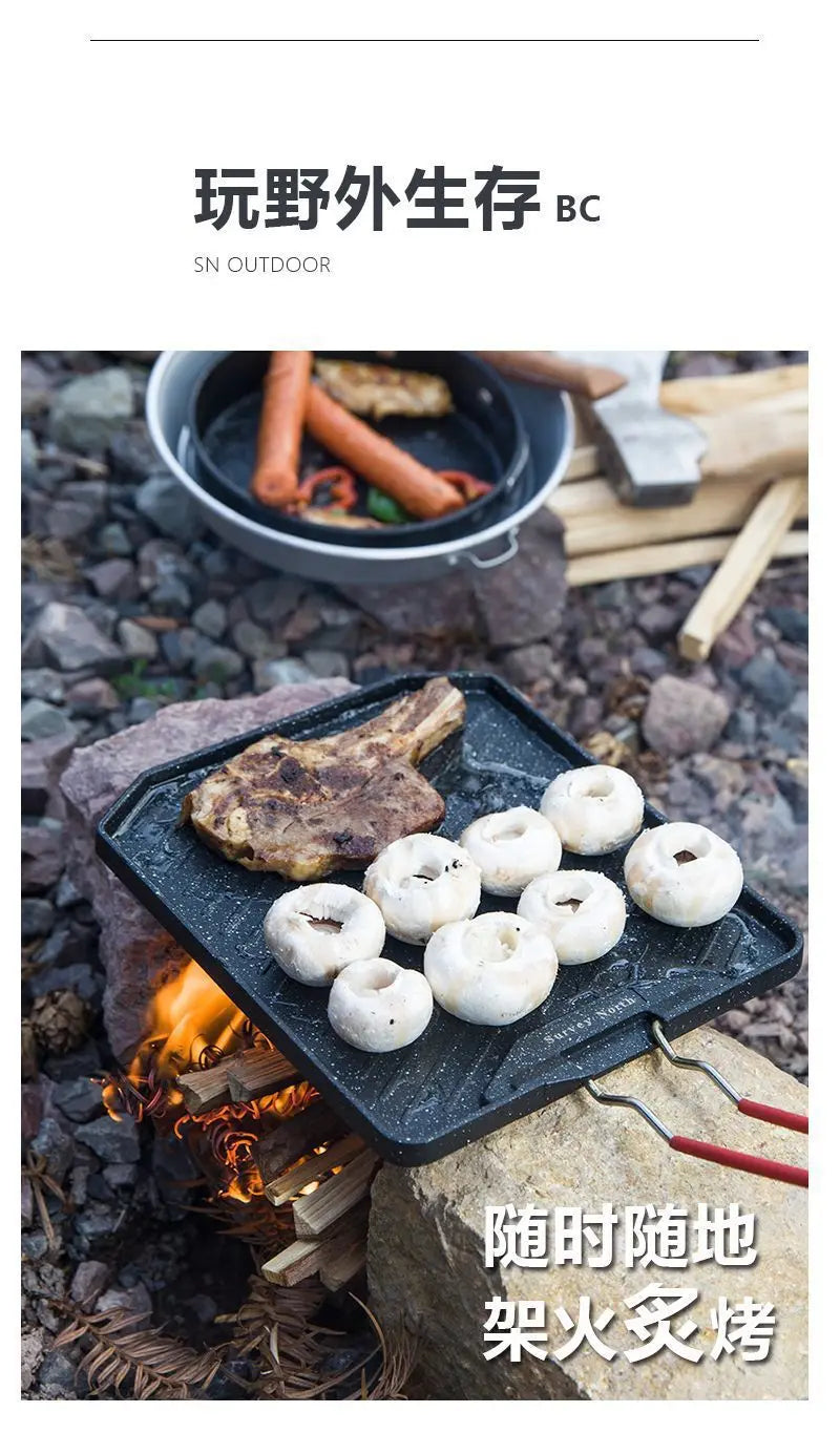 Camping Cooking Pan Non Stick Folding Picnic Frying Pan Portable Easy Clean Grill Hiking Bbq Dinner Frying Plate
