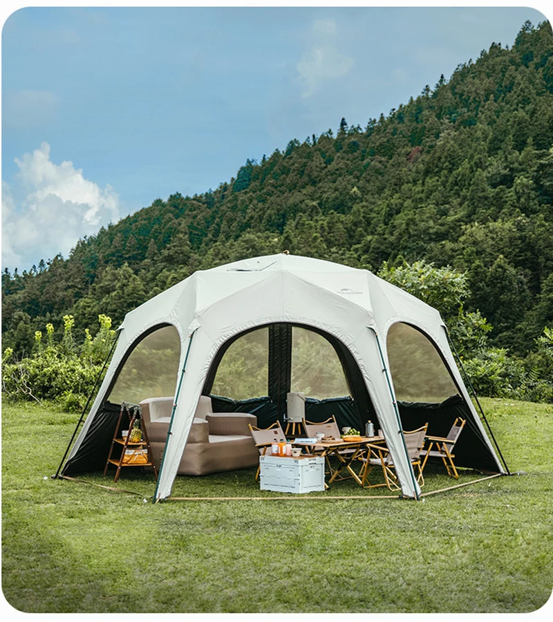 Naturehike Hexagonal Awning Tent Quick Opening Canopy Sunscreen Canopy PU5000 Sunshade Tent Outdoor Camping Travel Tarp Chimney