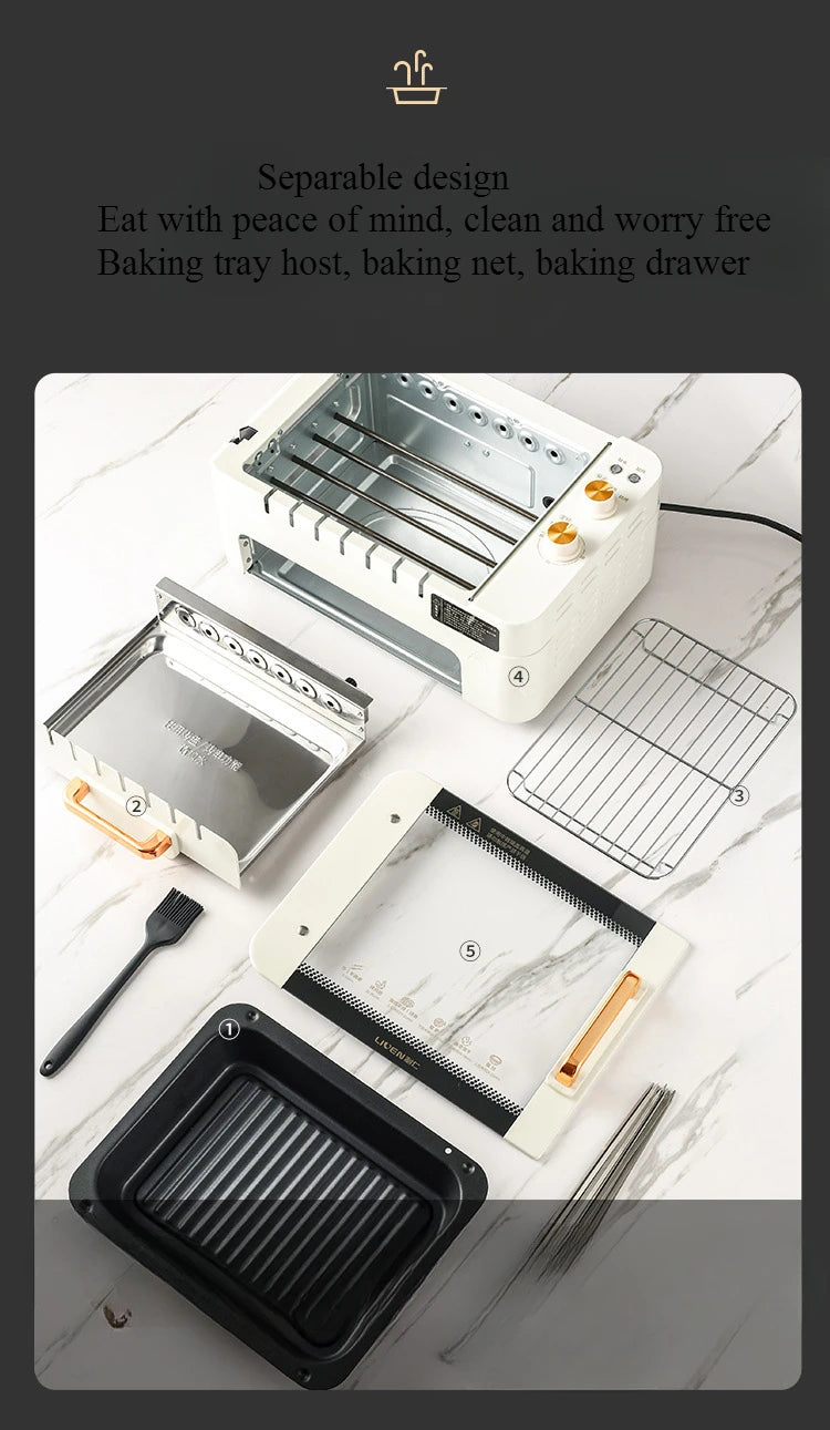 Skewer Barbecue Grill Home Automatic Rotating Multifunctional Indoor Electric Grill Light Smoke Barbecue Machine G-26