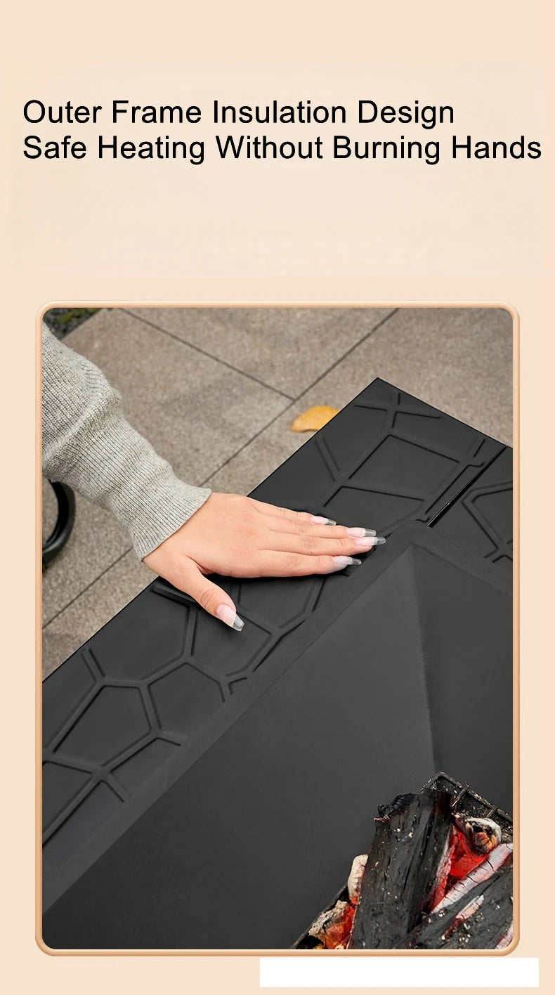 Outdoor Square Barbecue Grill Multi-Functional Barbecue Table Charcoal-Fired Tea-Brewing Table Wood-Burning Stove