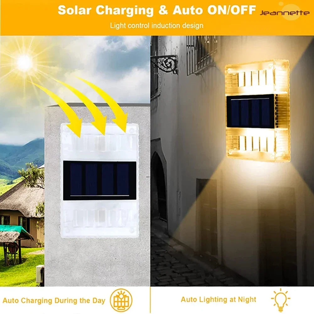 Solar 6LED Outdoor Light Solar Lighting Sensor Lamp Streetlights Exterior Garden Decoration Garland Waterproof Solar Wall Light