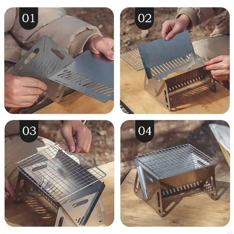 KXRC Camping Stove Stainless Steel Stove Potable Burning Stove for Picnic BBQ Camp Hiking with Grill Grids