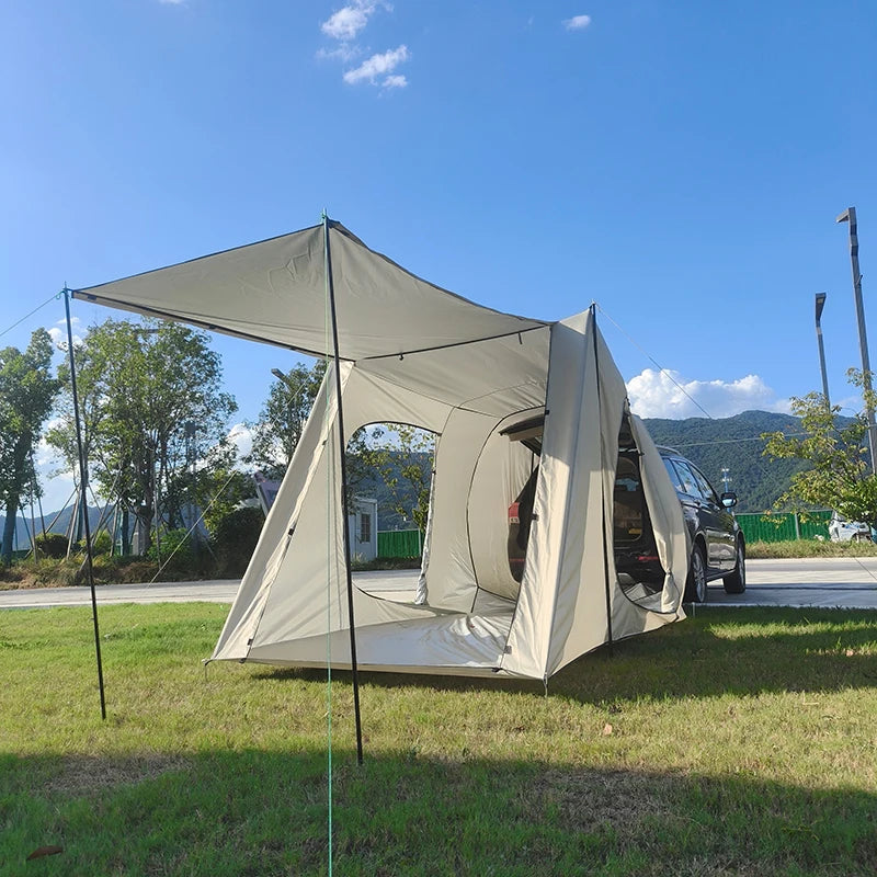 SUV Car Tent with Big Awning, Rear Tent, Camping, Multi-Use Tarp, Roomy Family Camping Tent with Floor, Car Side Tent