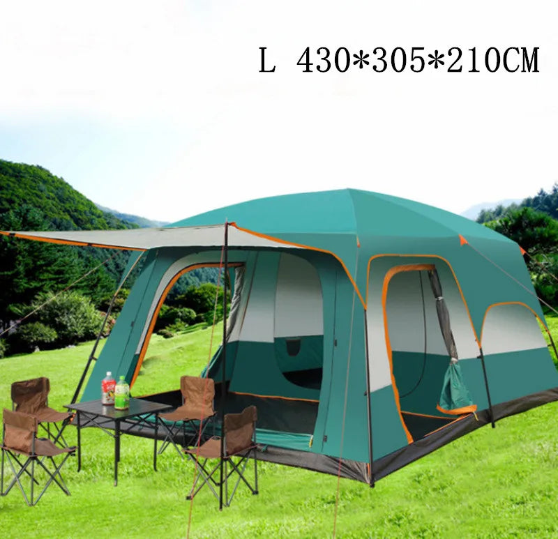 Outdoor Camping Tent Portable Rainproof Mosquito Proof Double Layer Tent 3-5 People One Bedroom One Hall Small Size Tent