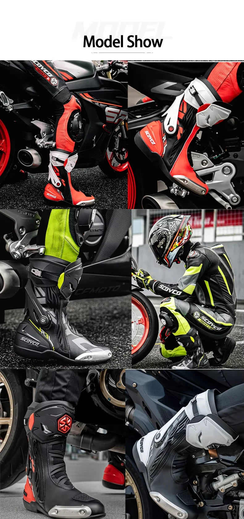SCOYCO Motorcycle Racing Boots Unisex Waterproof Motorbike Boot Anti Fall Slip Resistant Biker For Protection Motocross Footwear