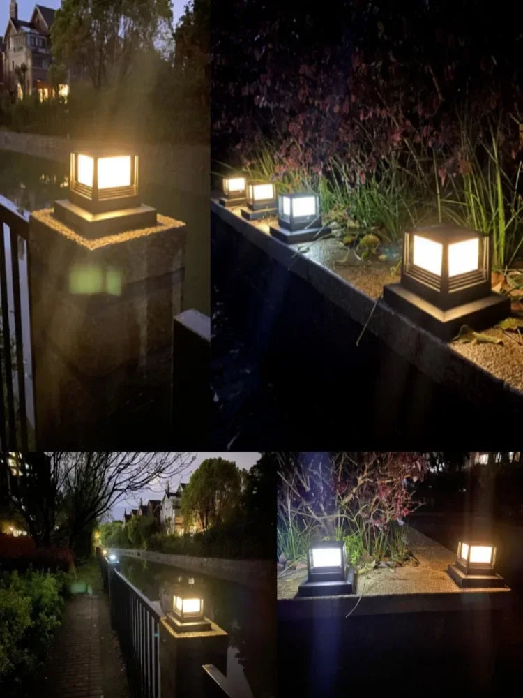 Waterproof Led Light Fence Lamp Solar Panel Pipe Garden Street Solar Powered Landscape Lamp Light Hot Solar Pillar Post Cap New