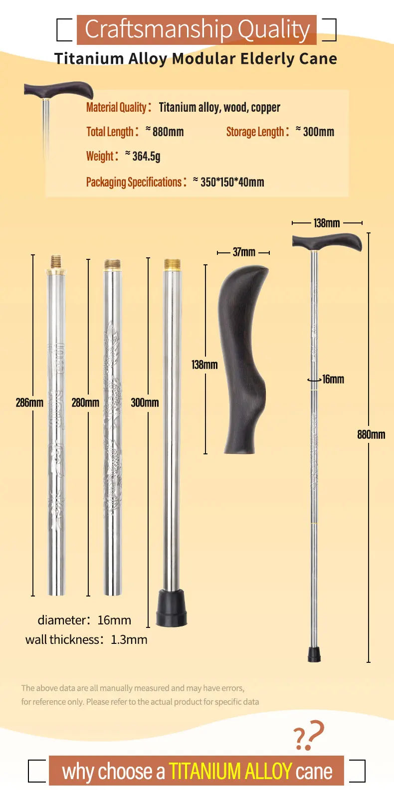 TiTo Titanium Alloy Telescopic Walking Stick For The Elderly Mothers Fathers  Ultralight Trekking Poles Camping Hiking Stick