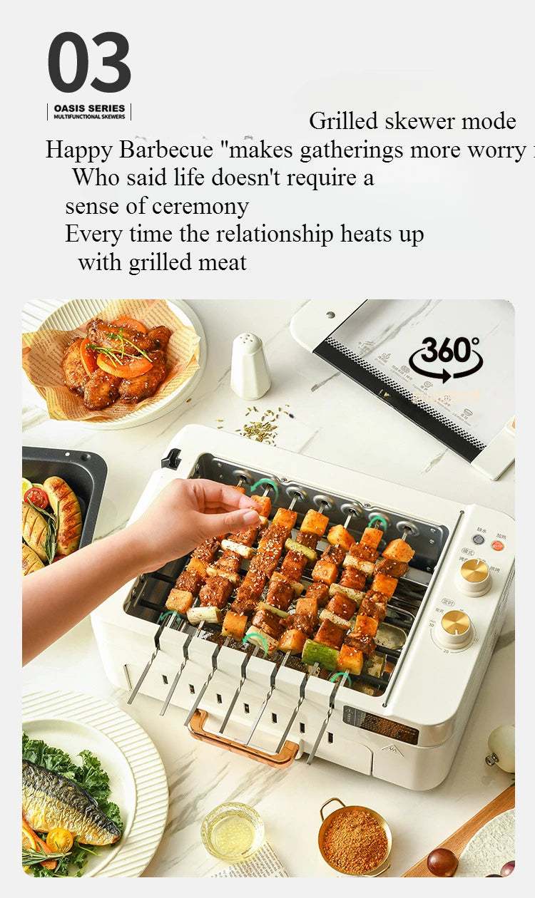 Skewer Barbecue Grill Home Automatic Rotating Multifunctional Indoor Electric Grill Light Smoke Barbecue Machine G-26