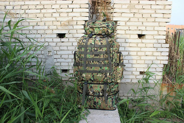 70-100L Outdoor Camping Travel Sports Backpack Military Camo Tactical Bag Large Capacity Waterproof Hiking Mountain Climbing Bag