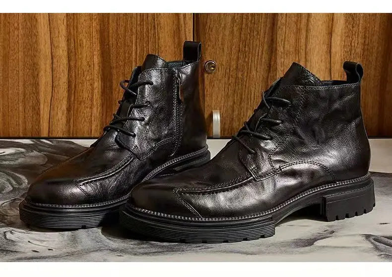 Motorcycle Riding Boots Genuine Leather British Leather Boots High Top Shoes Handmade Retro Men Leather Work Boot
