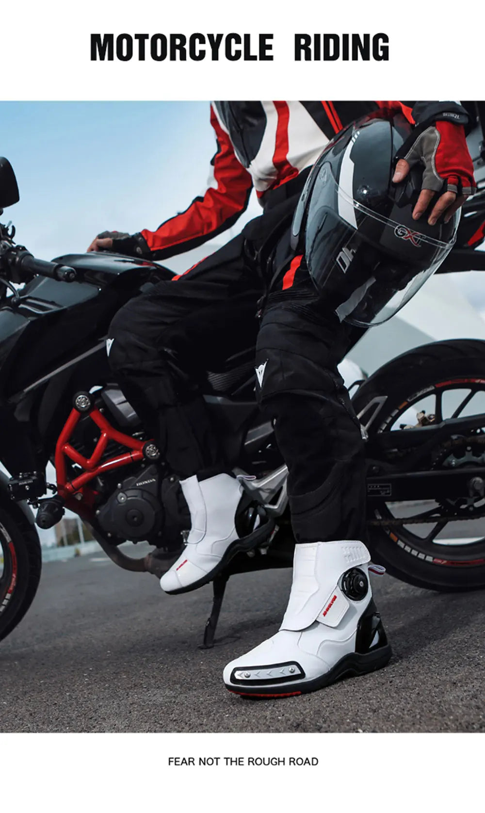 Fashion Men's Motorcycle Boots Waterproof Anti-Slip Motorbike Boots Man Motos Riding Shoes TPU Anti-collision Motocross Boot