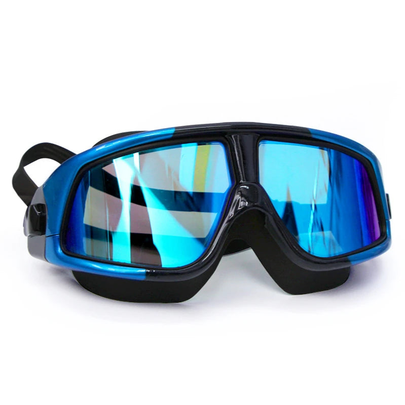 Adjustable Swimming Glasses Women and Men Myopia Waterproof Anti-Fog Goggles Set Acetate Blue Polycarbonate