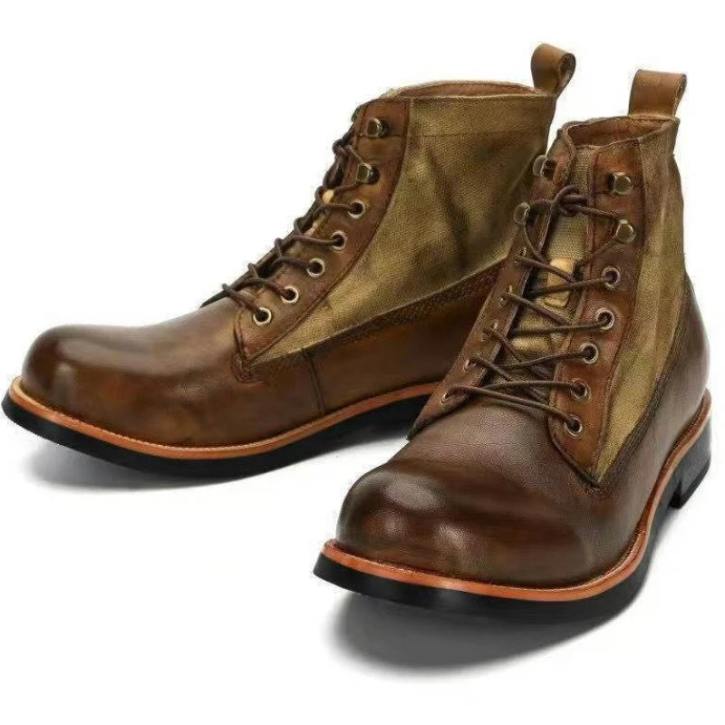 Four Seasons Boots Retro Work Boots Men's Trendy British Motorcycle Shoes Paratrooper Boots Extra Large Size 38-48