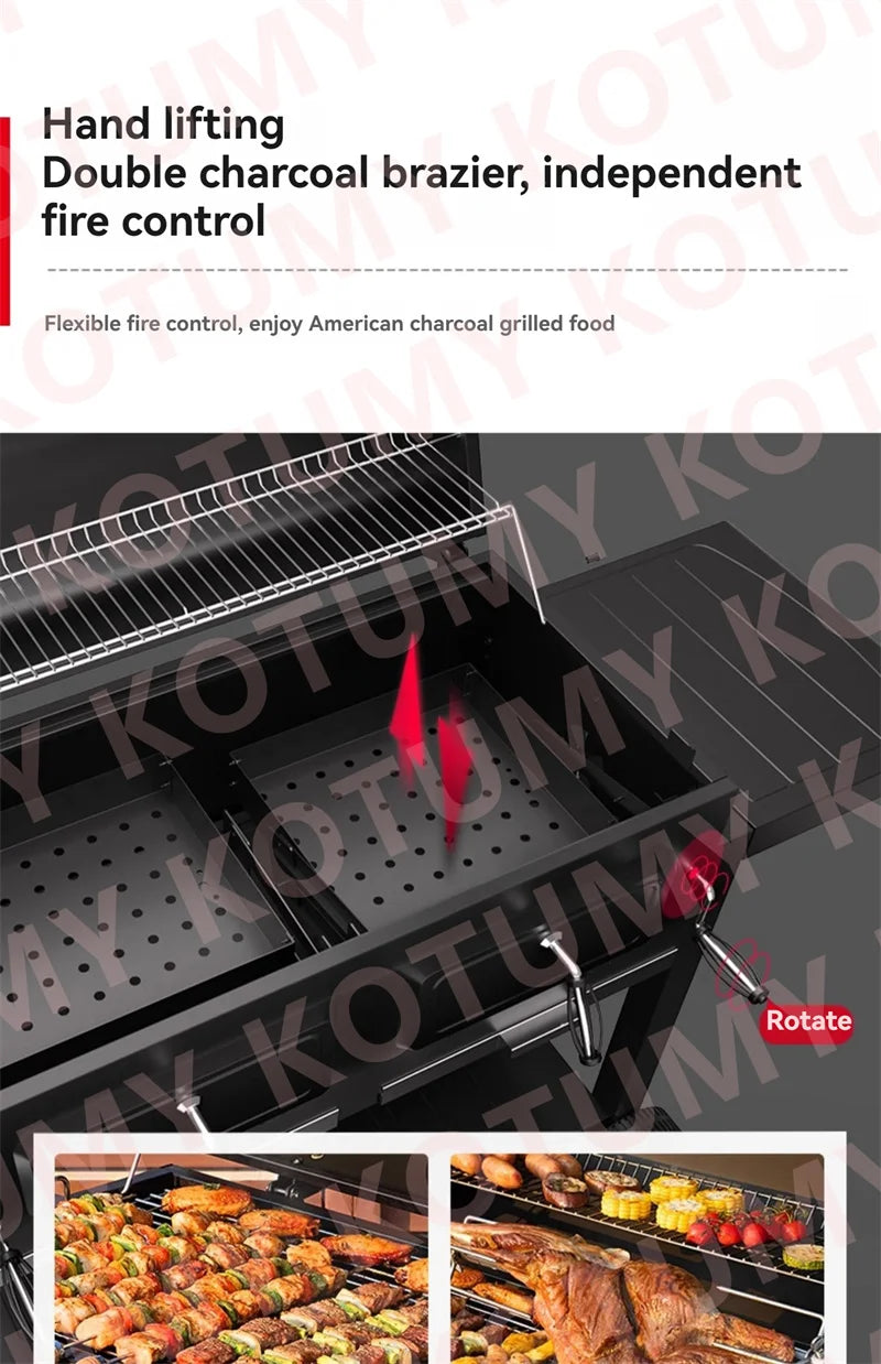 Stainless Steel Tabletop Charcoal Grill with Barbecue Grill Potable Charcoal Grill in Cooking Area Outdoor Camping