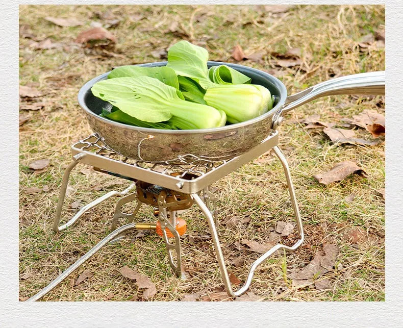 Outdoor Portable BBQ Grill Mini Pocket Stovetop Folding Campfire Bracket Grill Stainless Steel Camping Gas Stove BBQ Stand Pot