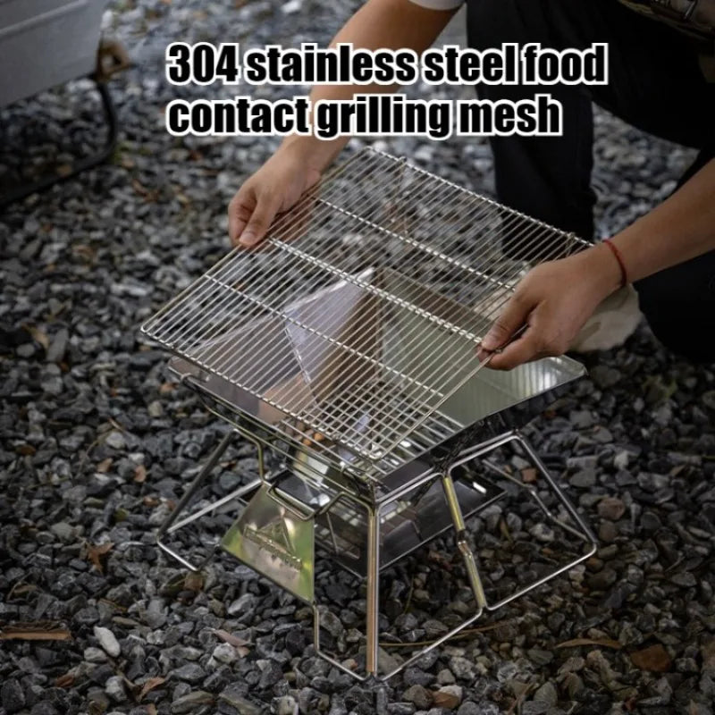 Outdoor Folding Stove Portable Stainless Steel Lightweight Barbecue Grill Picnic Stove Convenient Versatile Camping Supplies